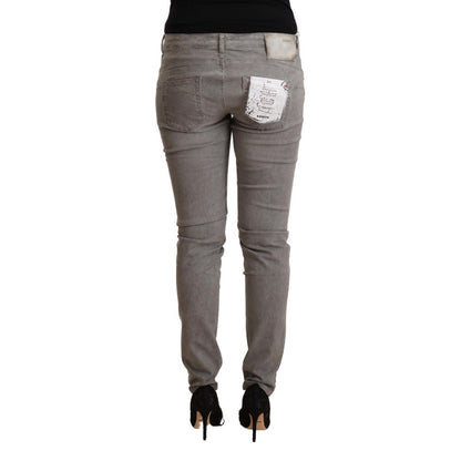 Acht Light Gray Washed Cotton Slim Fit Denim Jeans