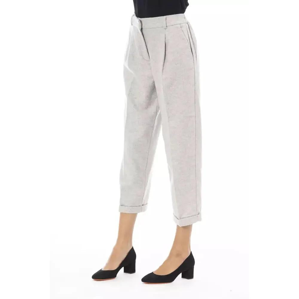 Alpha Studio Gray Wool Women Trouser