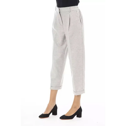 Alpha Studio Gray Wool Women Trouser