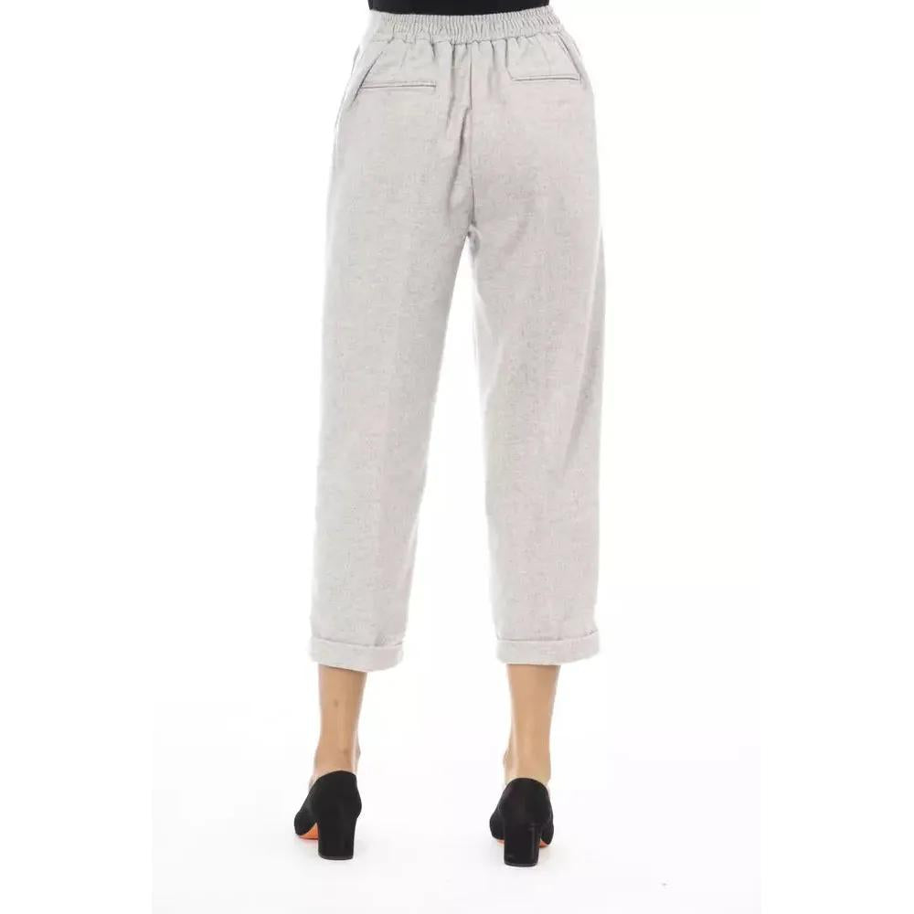 Alpha Studio Gray Wool Women Trouser