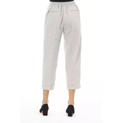 Alpha Studio Gray Wool Women Trouser