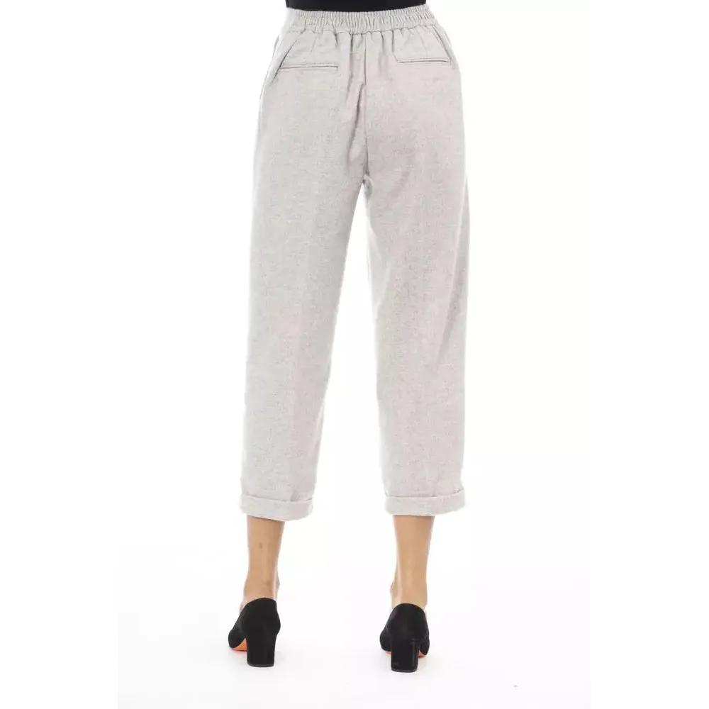 Alpha Studio Gray Wool Women Trouser