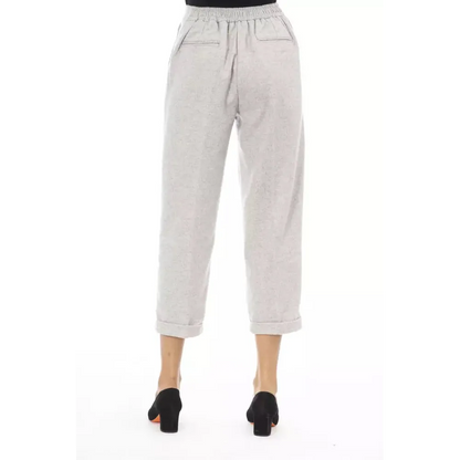 Alpha Studio Gray Wool Women Trouser