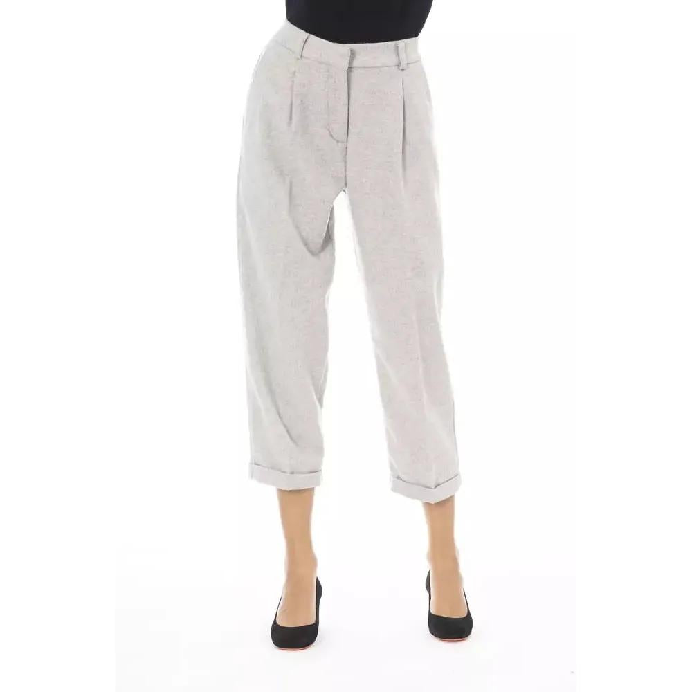 Alpha Studio Gray Wool Women Trouser