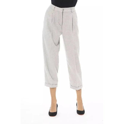 Alpha Studio Gray Wool Women Trouser