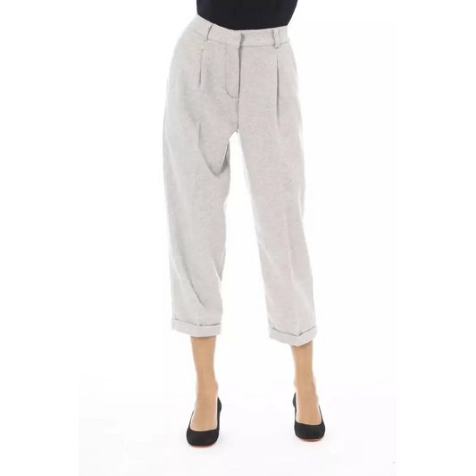 Alpha Studio Gray Wool Women Trouser