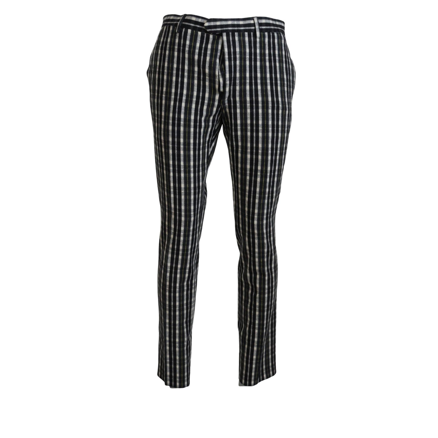 BENCIVENGA Black Checkered Cotton Casual Pants