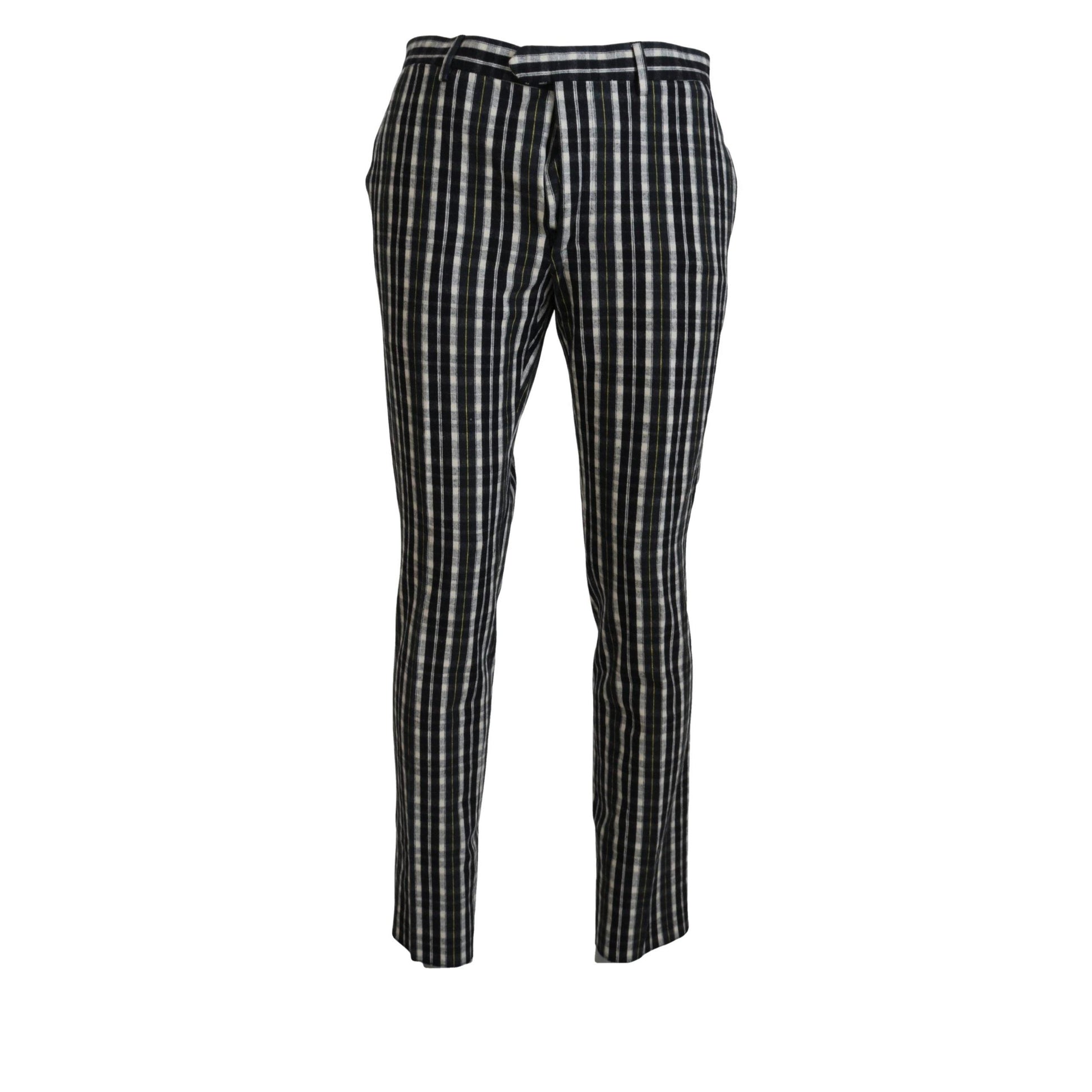 BENCIVENGA Black Checkered Cotton Casual Pants