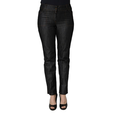 BENCIVENGA Black Cotton Mid Waist Skinny Denim Trouser Jeans