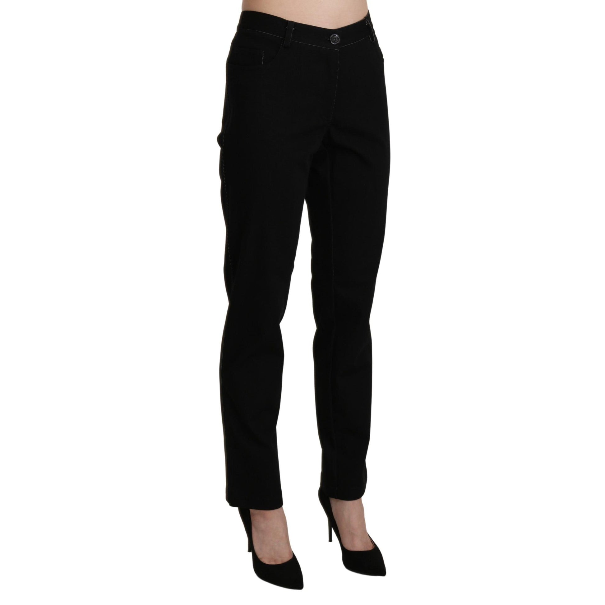 BENCIVENGA Black High Waist Straight Casual Trouser Pant