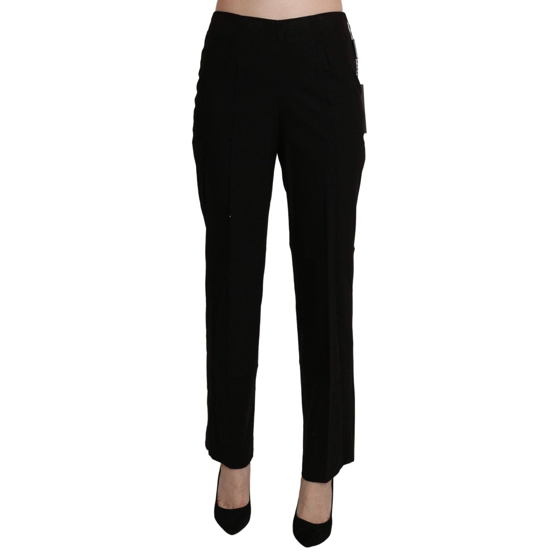 BENCIVENGA Black High Waist Straight Dress Trouser Pant