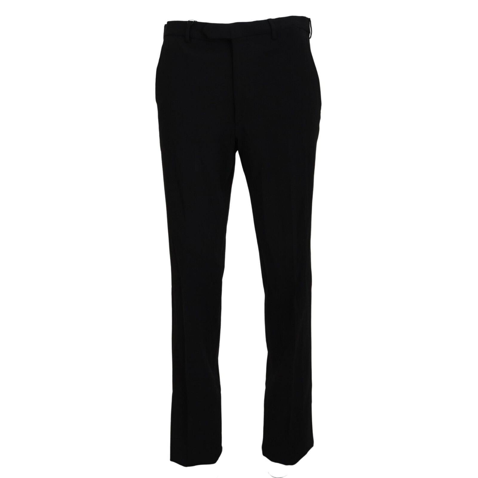 BENCIVENGA Black Straight Fit Men Formal Trousers Pants