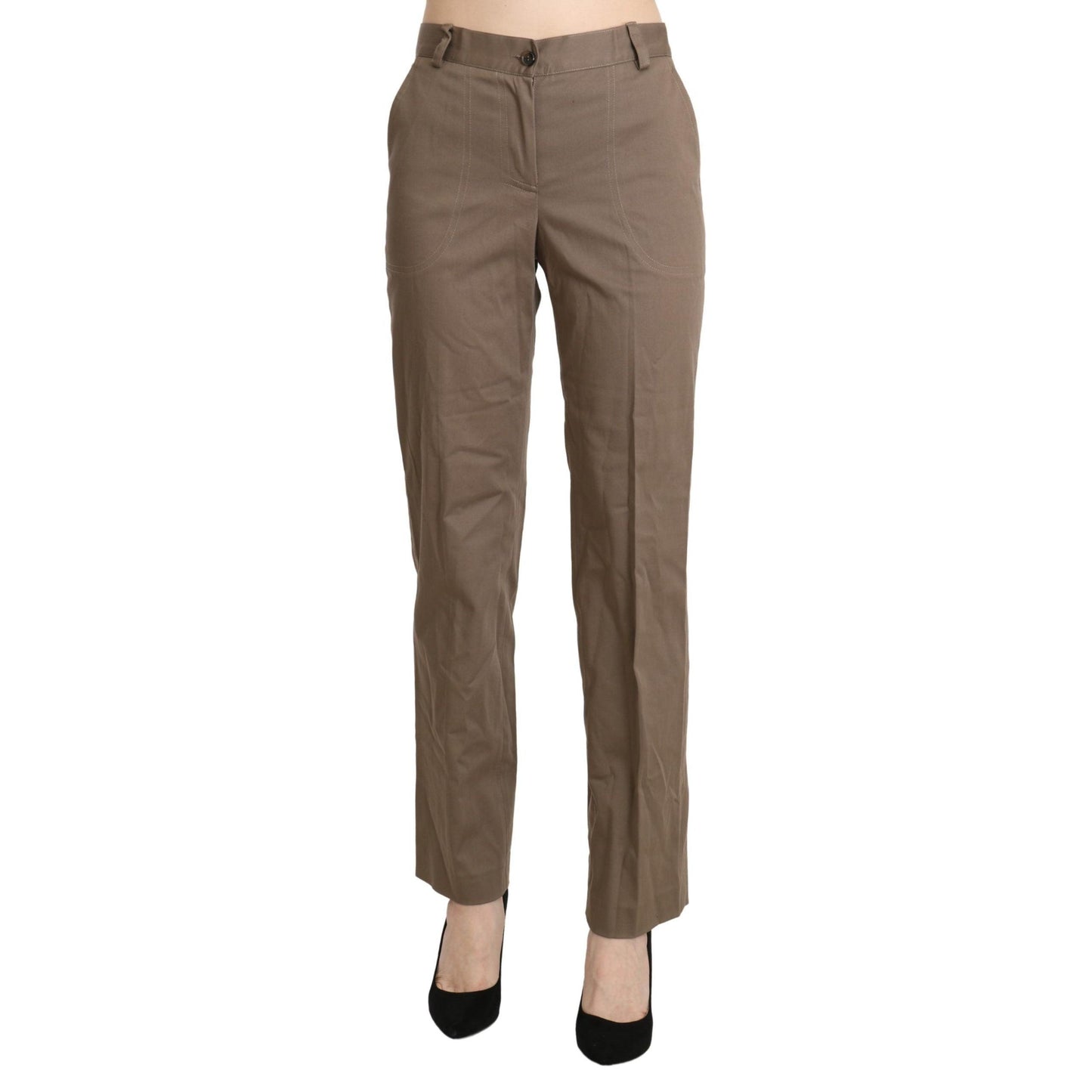 BENCIVENGA Brown High Waist Straight Dress Trouser Pants
