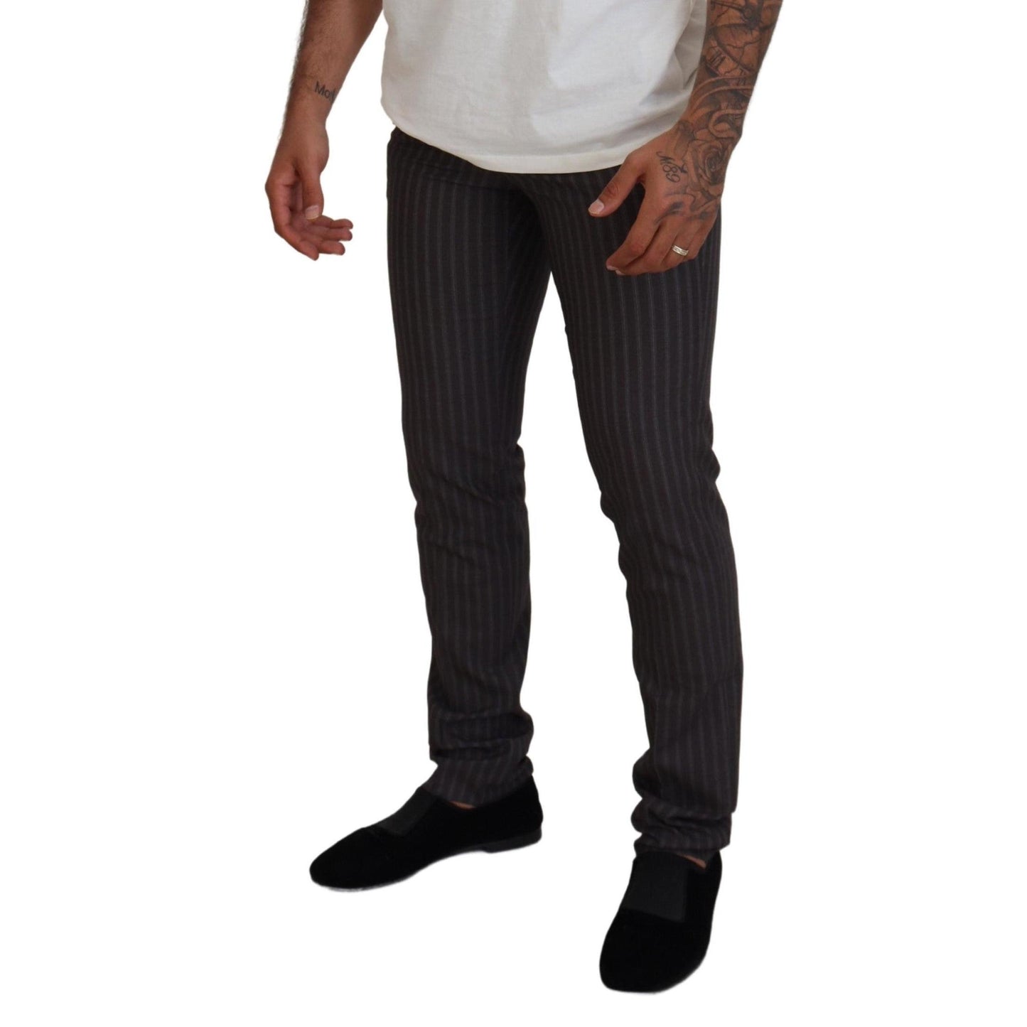 BENCIVENGA Brown Stripes Slim Fit Men Pants