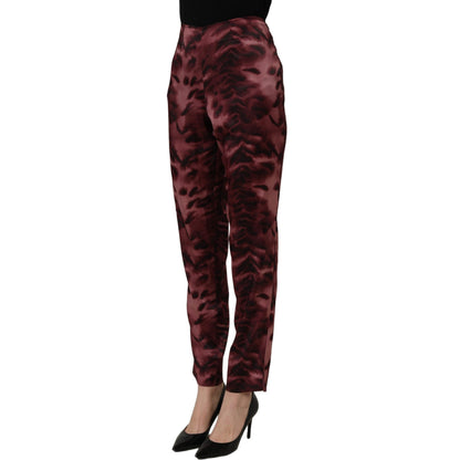 BENCIVENGA Burgundy High Waist Patterned Straight Trouser Pants