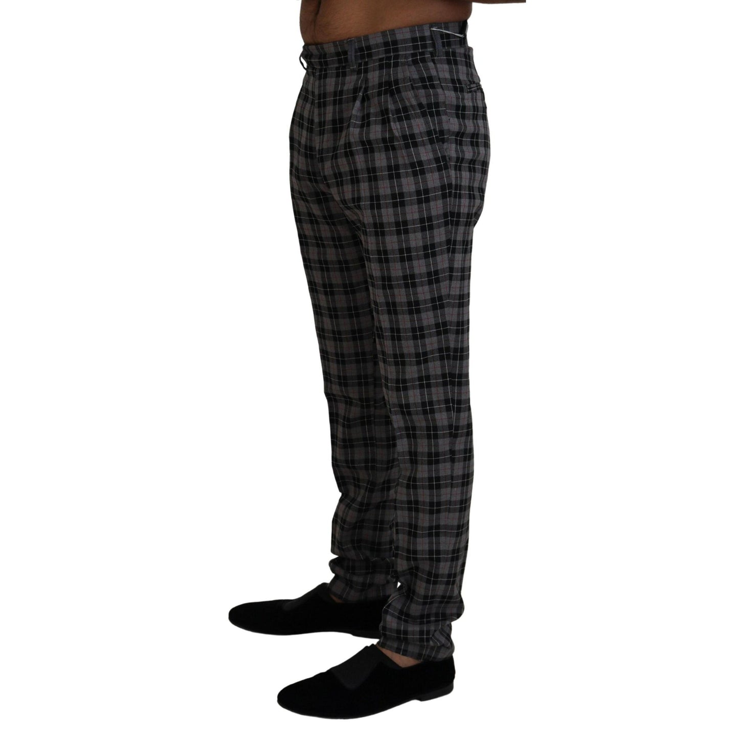 BENCIVENGA Gray Checkered Slim Fit Men Pants
