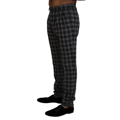 BENCIVENGA Gray Checkered Slim Fit Men Pants