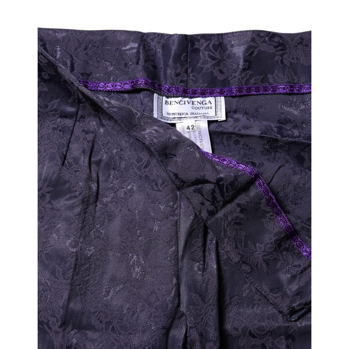 BENCIVENGA Purple Jacquard High Waisted Pants