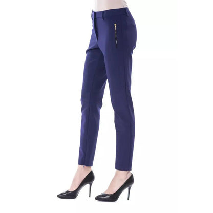 BYBLOS Blue Polyester Women's Slim-Fit Pant
