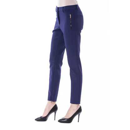 BYBLOS Blue Polyester Women's Slim-Fit Pant