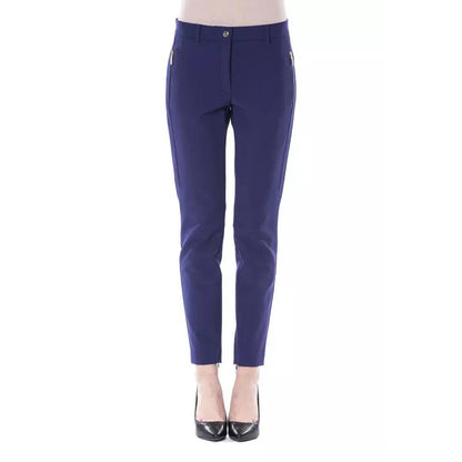 BYBLOS Blue Polyester Women's Slim-Fit Pant