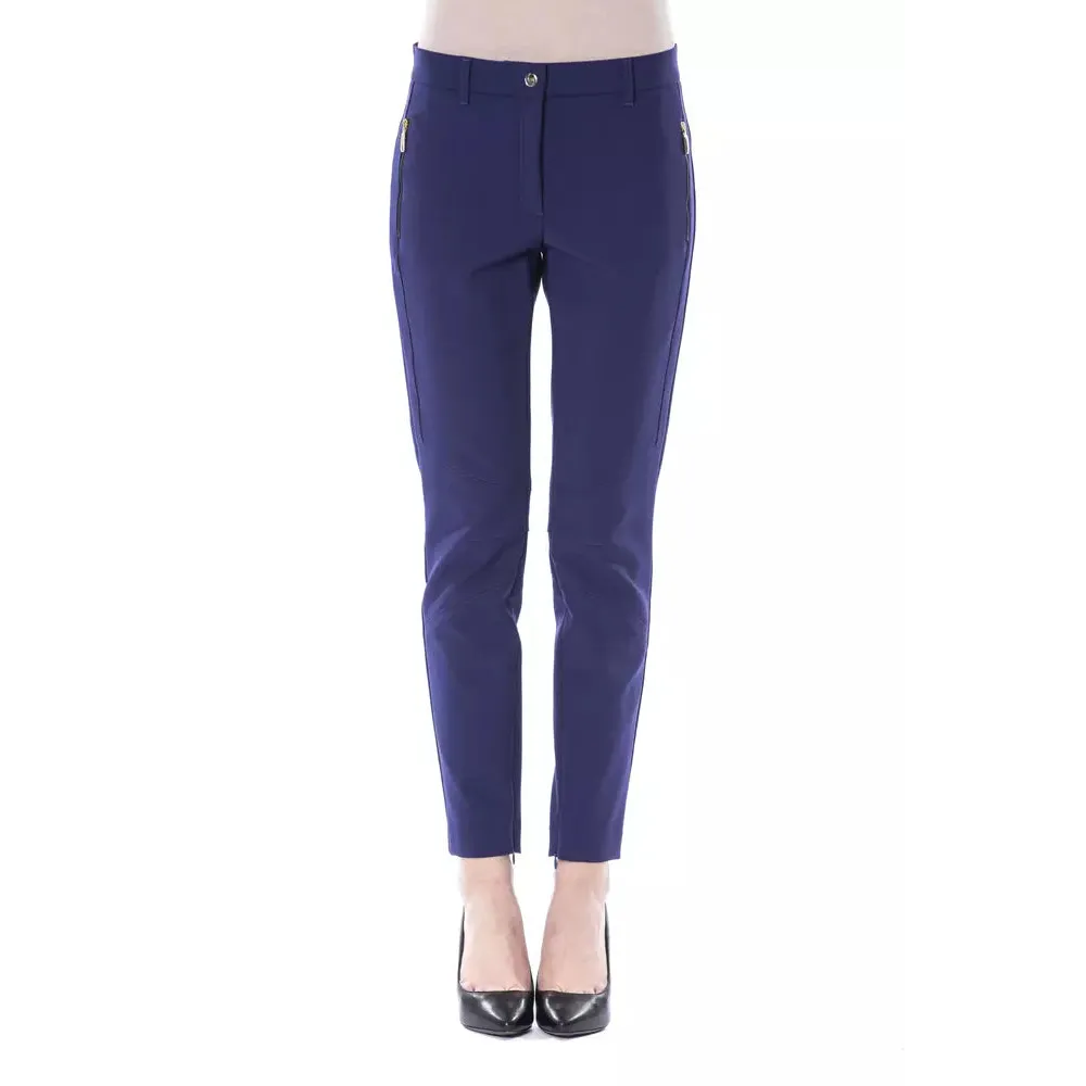 BYBLOS Blue Polyester Women's Slim-Fit Pant
