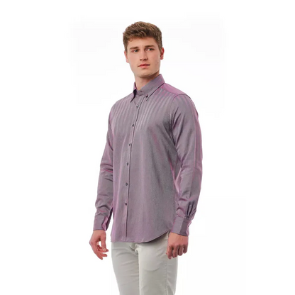 Bagutta Burgundy Cotton Men Shirt