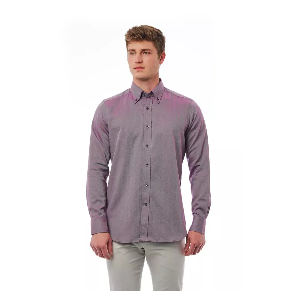 Bagutta Burgundy Cotton Men Shirt
