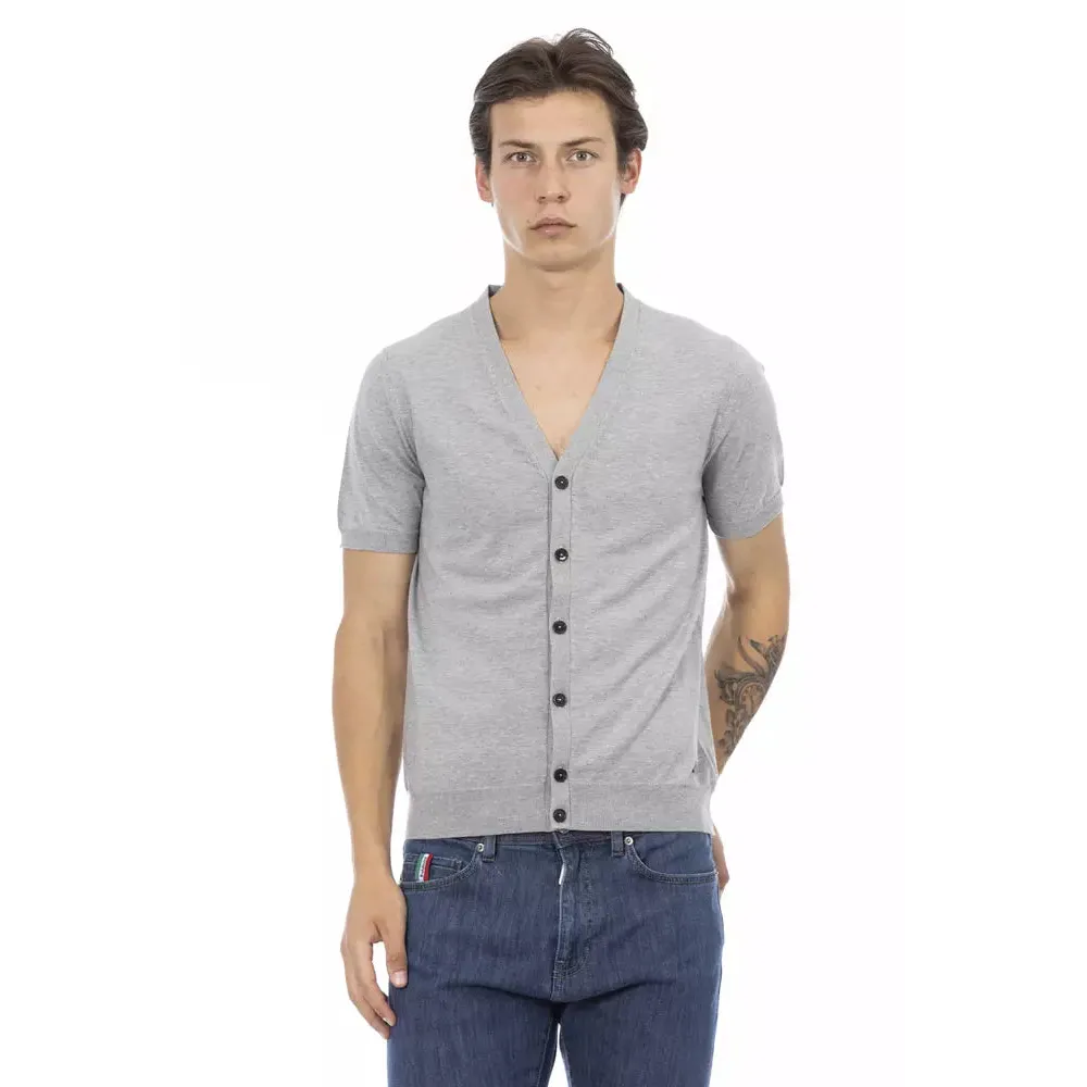Baldinini Trend Gray Cotton Men Sweater
