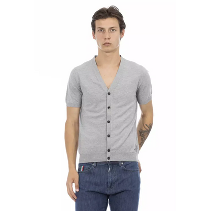 Baldinini Trend Gray Cotton Men Sweater