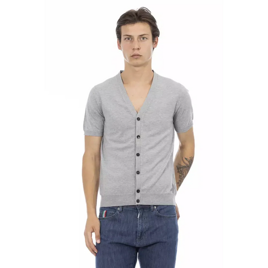 Baldinini Trend Gray Cotton Men Sweater