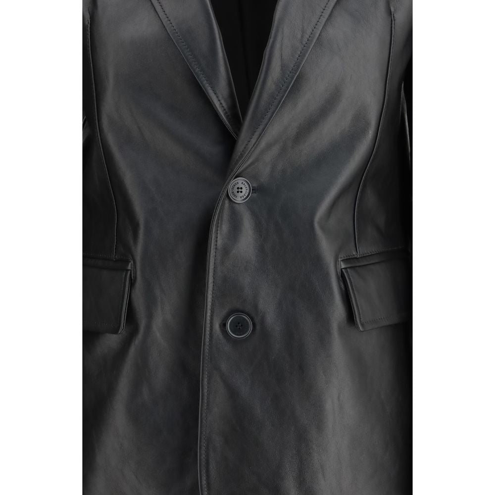 Balenciaga Black Calf Leather Bos Taurus Leather Jacket