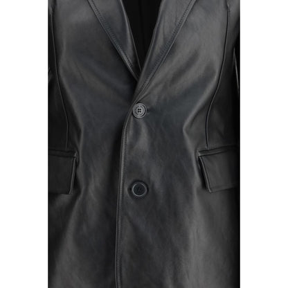 Balenciaga Black Calf Leather Bos Taurus Leather Jacket