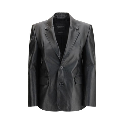 Balenciaga Black Calf Leather Bos Taurus Leather Jacket