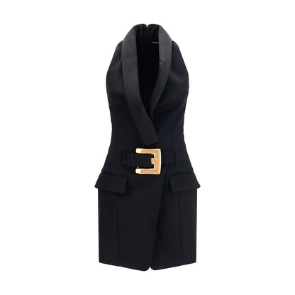 Balmain Black Wool Oves Aries Casual Dress