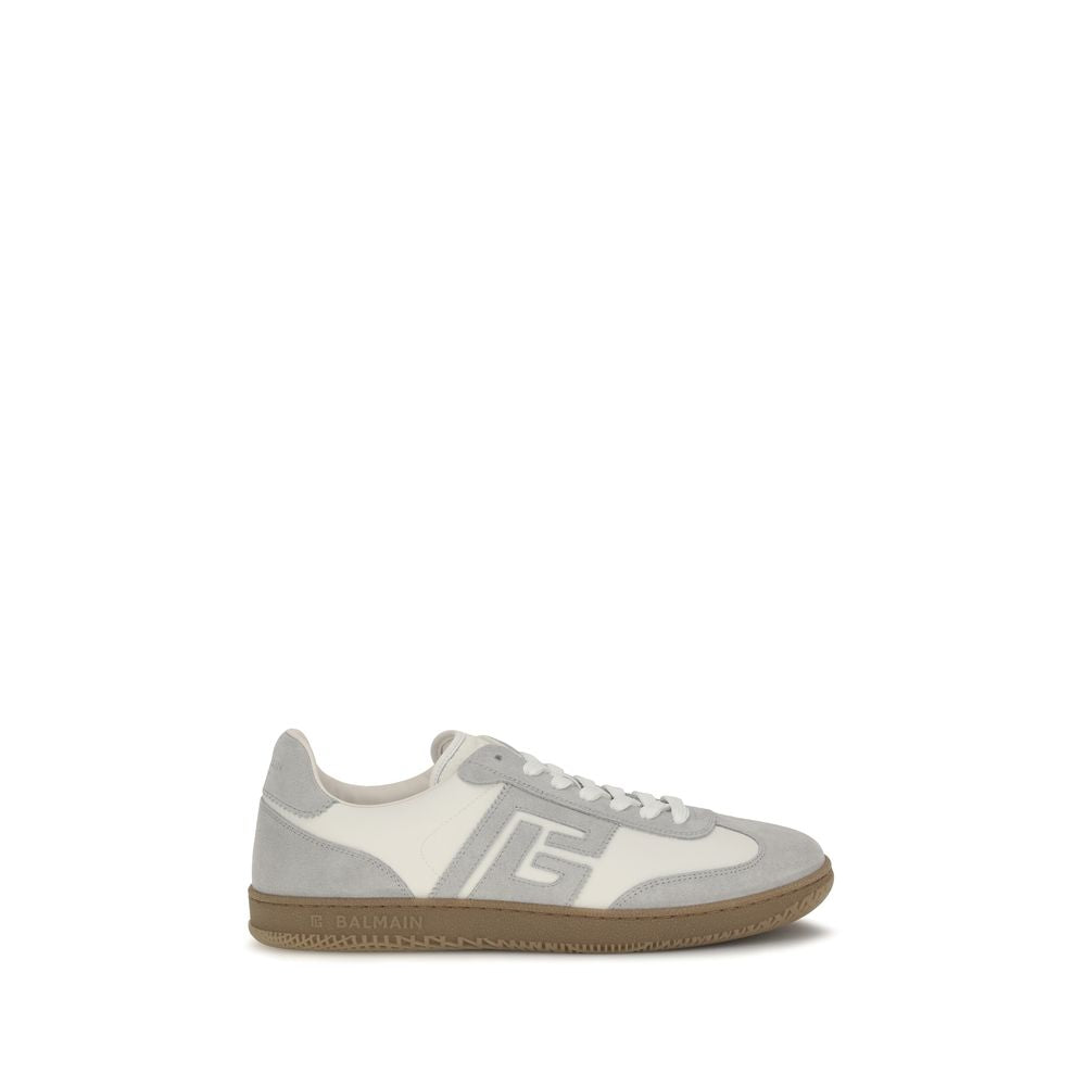 Balmain White Calf Leather Bos Taurus Athletic Sneakers