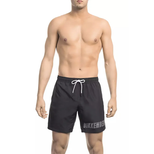 Bikkembergs Black Polyester Men Swim Short
