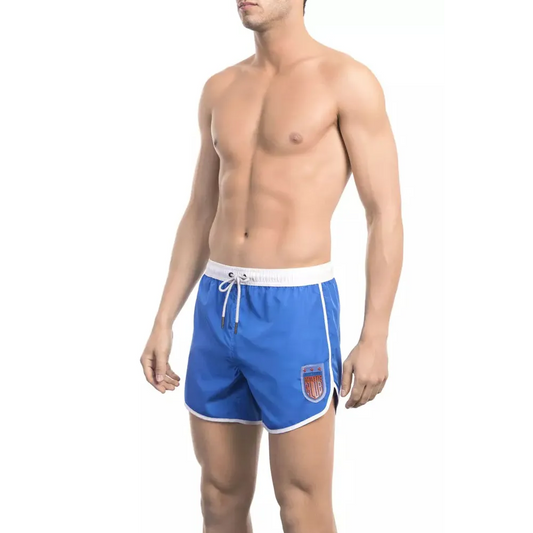 Bikkembergs Blue Polyester Men Swim Short