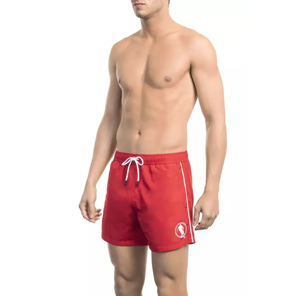 Bikkembergs Red Polyester Men Swim Short