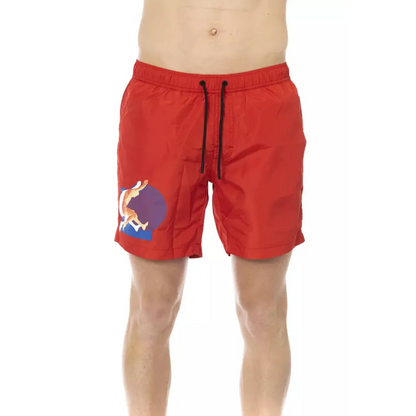 Bikkembergs Red Polyester Men Swim Short