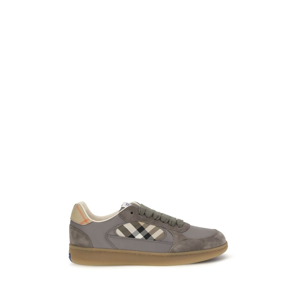 Burberry Gray Calf Leather Bos Taurus Low Top Sneakers