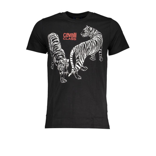 Cavalli Class Black Cotton Men T-Shirt