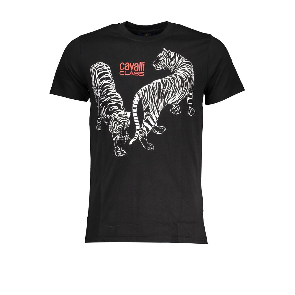 Cavalli Class Black Cotton Men T-Shirt