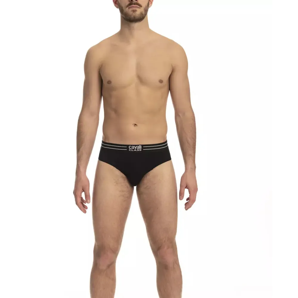 Cavalli Class Black Cotton Men's Underwear Trio Pack