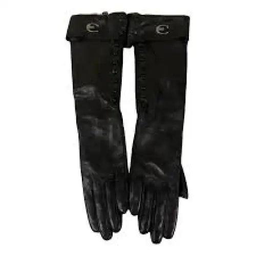 Cavalli Class Black Dame Leather Gloves