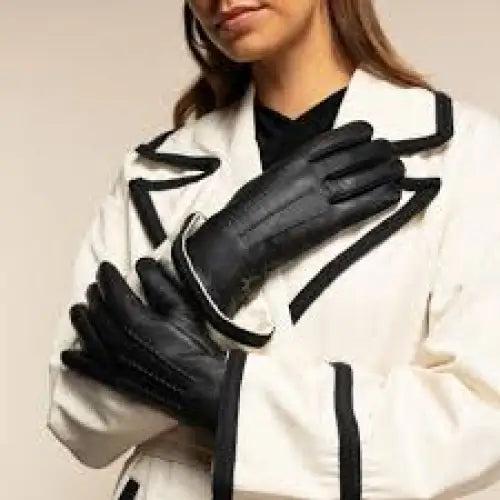 Cavalli Class Black Dame Leather Gloves