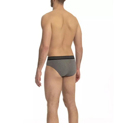Cavalli Class Gray Cotton Men Underwear Trio Pack