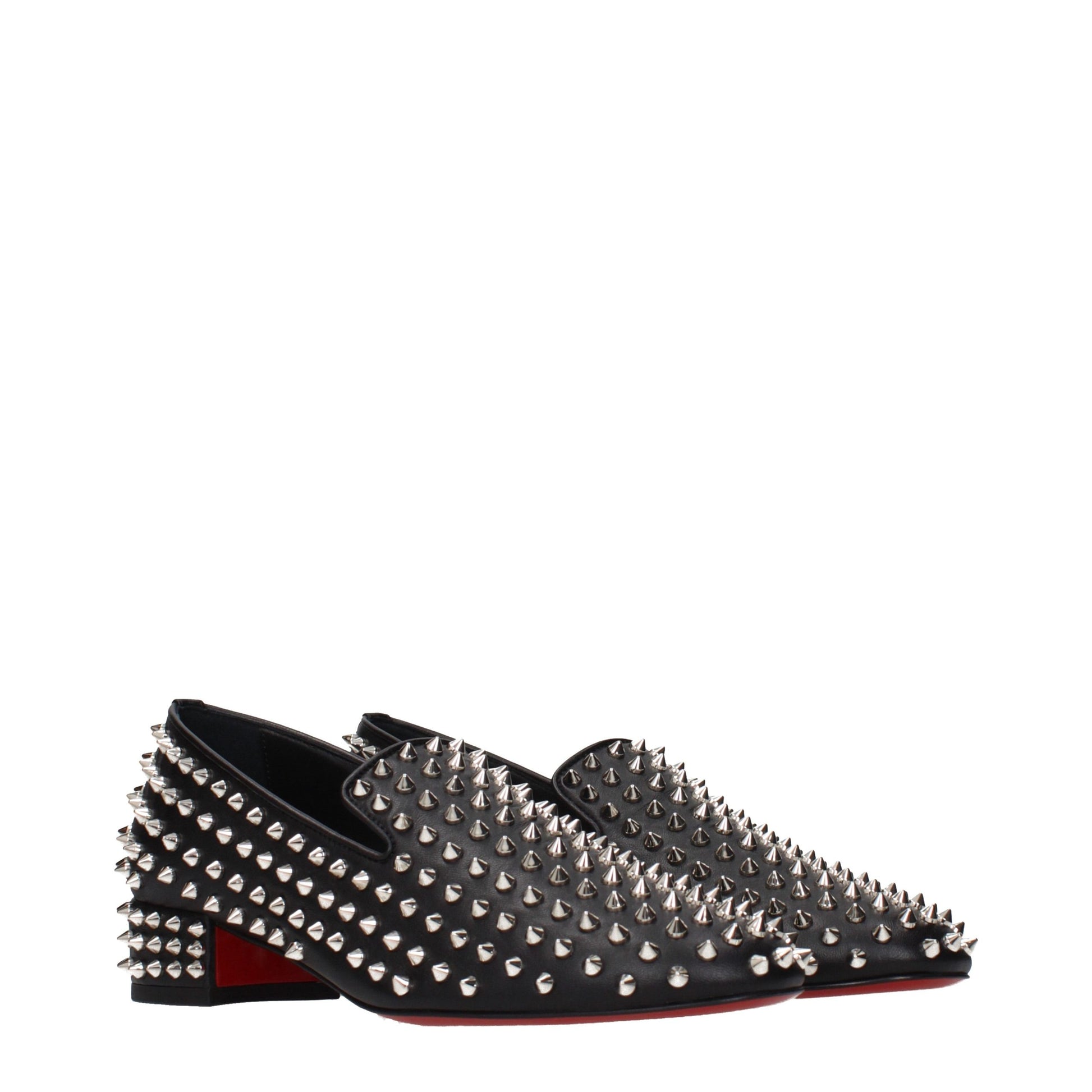 Christian Louboutin Black Leather Slip-On Loafers