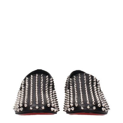 Christian Louboutin Black Leather Slip-On Loafers