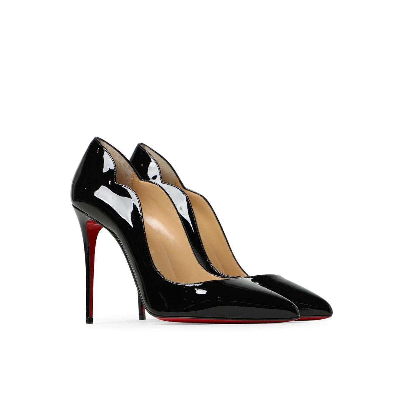 Christian Louboutin Black Patent Leather Hot Chick Pumps 100